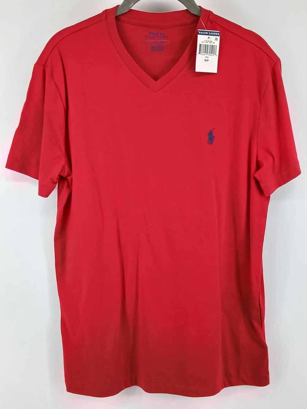 Red cotton v-neck t-shirt, Polo Ralph Lauren (small)